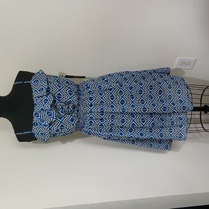 NWT Christine V Blue/White/Black Geometric Lined Sundress - Size 1X
